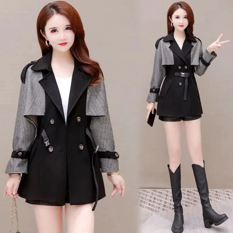High-End Windbreaker Female Small 2022 Spring New Women's New Products Waist And Thin Stitching Button Top All-Match Coat Slim W