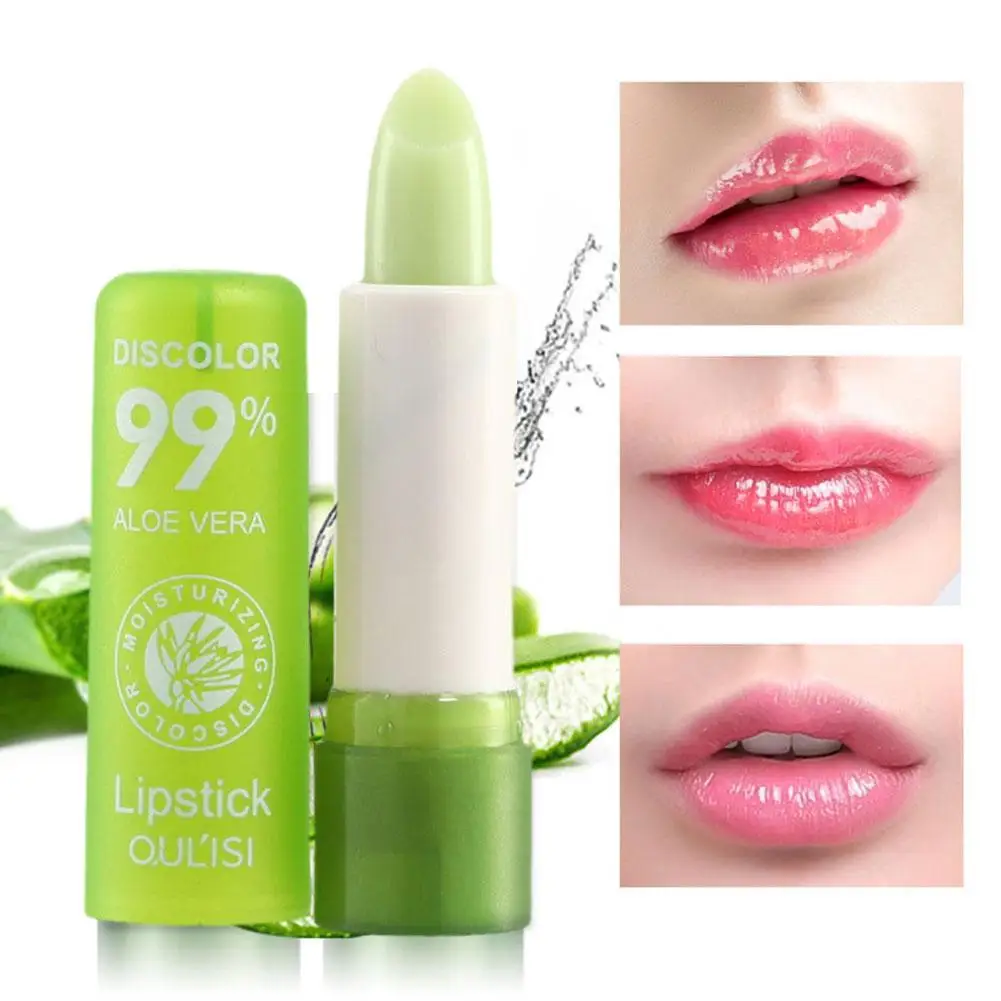 

1pcs Aloe Vera Moisturizing Lip Balm Color Changing Lipstick Dead Lips Remove Long Skin LInes Nourish Fine Care Lip Lasting T9S2