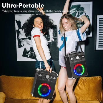 FanFun Karaoke Speaker with 3 Wireless Microphone, Bluetooth Speaker with LED Light, Portable Outdoor Party Speaker 3