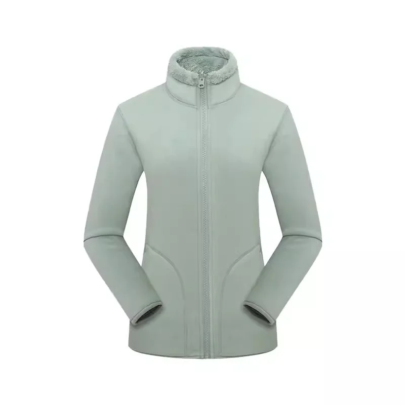Outdoor Fleece Jacket 2024 Women's With Fleece Zipper Cardigan, Double-sided Warm Jacket, Female Coral Fleece Jacket Inner Liner