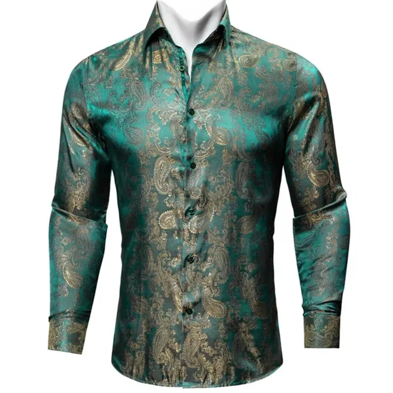 thumbnail image 1 of Barry.Wang Camisas de lujo con estampado 3D de cachemira color vino tinto para hombre, camisas casuales de manga larga con flores para hombre, camisas de vestir ajustadas, 1 of 4