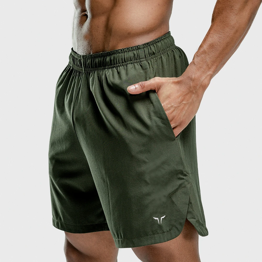 

Mens Workout Fitness Shorts Breathable Jogger Shorts Gyms Bodybuilding Quick Dry Leisure Running Shorts Male Dark Green Color