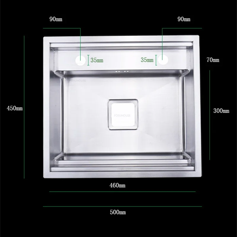Hidden Stainless Steel Kitchen Sinks Modern Kitchen Accessories with Cover Kitchen Sink Dish Drainer Light Luxury Single Tank L 6