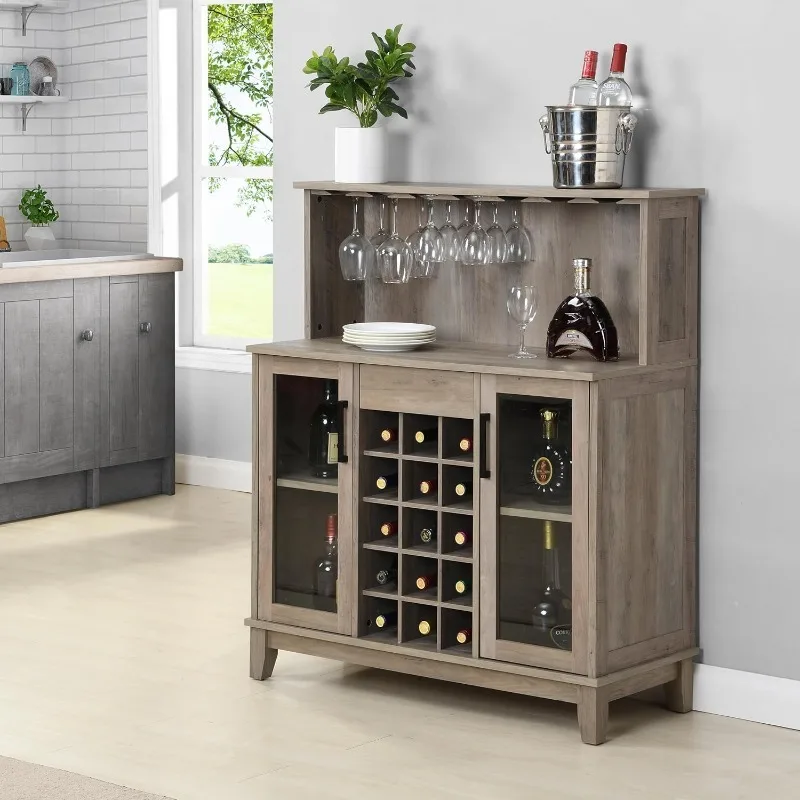 

Home Source 44.5" Bar Cabinet with Wine Rack,Coffee Bar Table and Microwave Station Cabinet for Home,Sideboard Buffet Cabinet