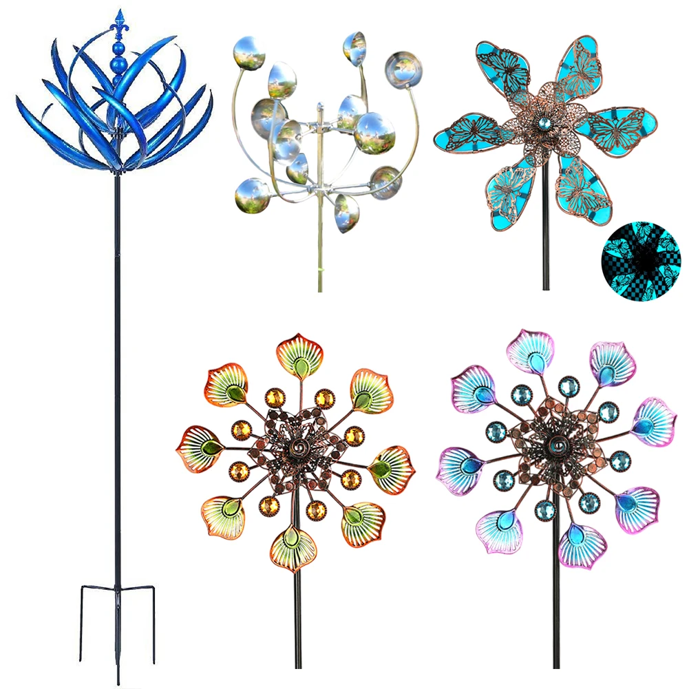 Garden Decorative Windmill Creative Metal Wind Rotator Garden Outdoor Windmill With Ground Plug