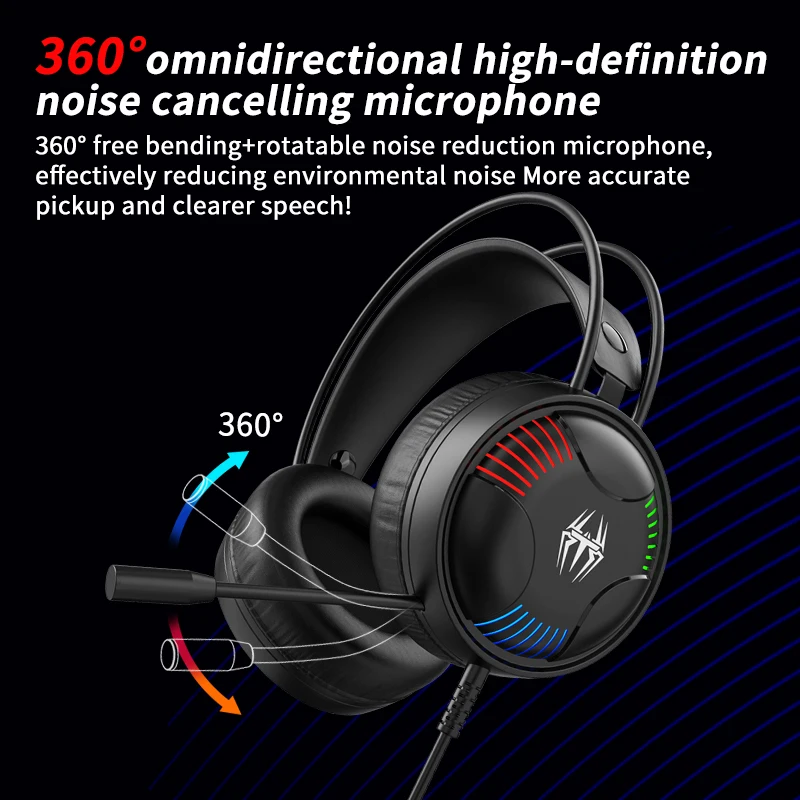 LDON RGB Gaming Headset with Noise Canceling Microphone Surround Sound LED Headphones USB Connect for PC Laptop Mac Computer PC gaming headphones