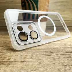 Luxury Magsafe Magnetic Silicone Shockproof Clear Case for Galaxy M23 5G (White)