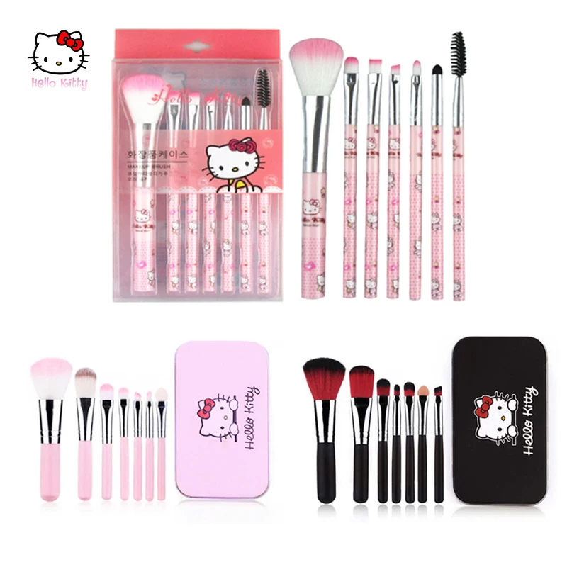 

Kawaii Hello Kitty Cosmetic Brush Fashion Anime Sanrio Y2k Accessories KT Cat Cartoon Women's Beauty Tools Girls Gift Set