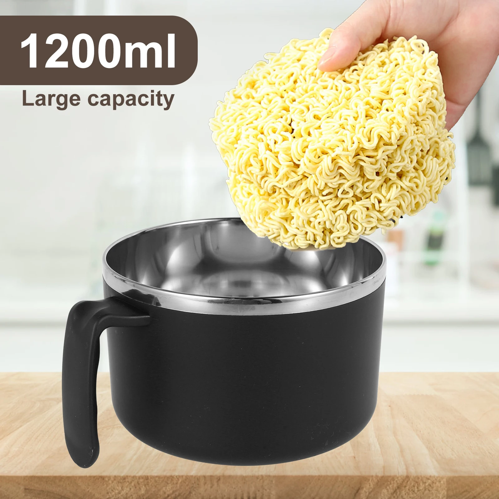 1200ml Rapid Ramen Bowl with Filterable Lid Spoon Chopsticks BPA Free Ramen Cooker Bowl Dishwasher Safe Noodles Cooker Bowl