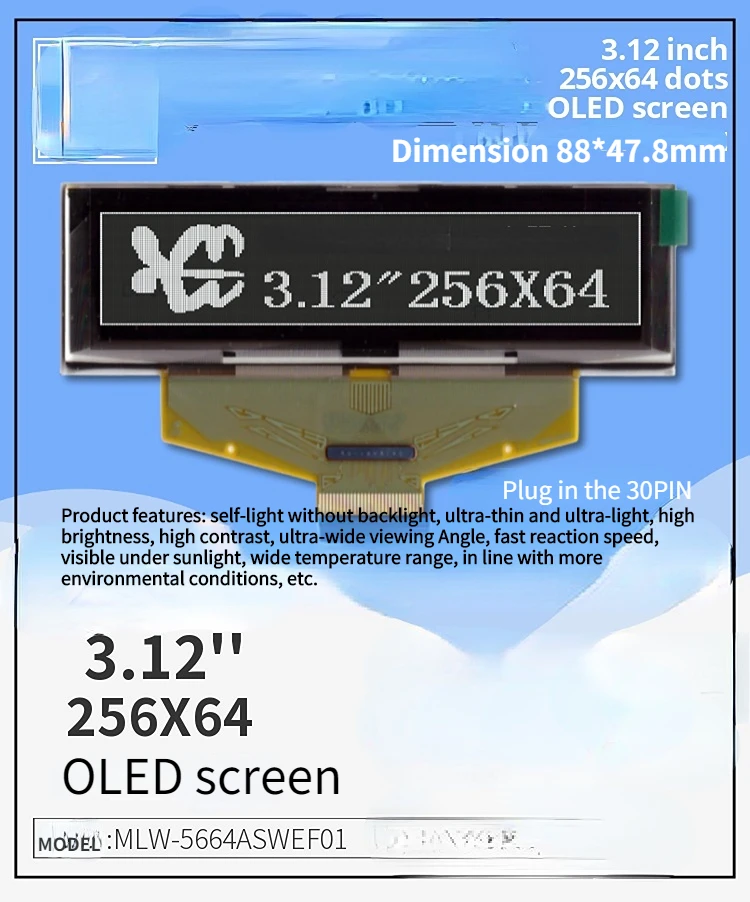 

Custom 3.12inchOLED monochrome graphic dot matrix 256x64 OLED display SSD1322 Parallel port SPI interface