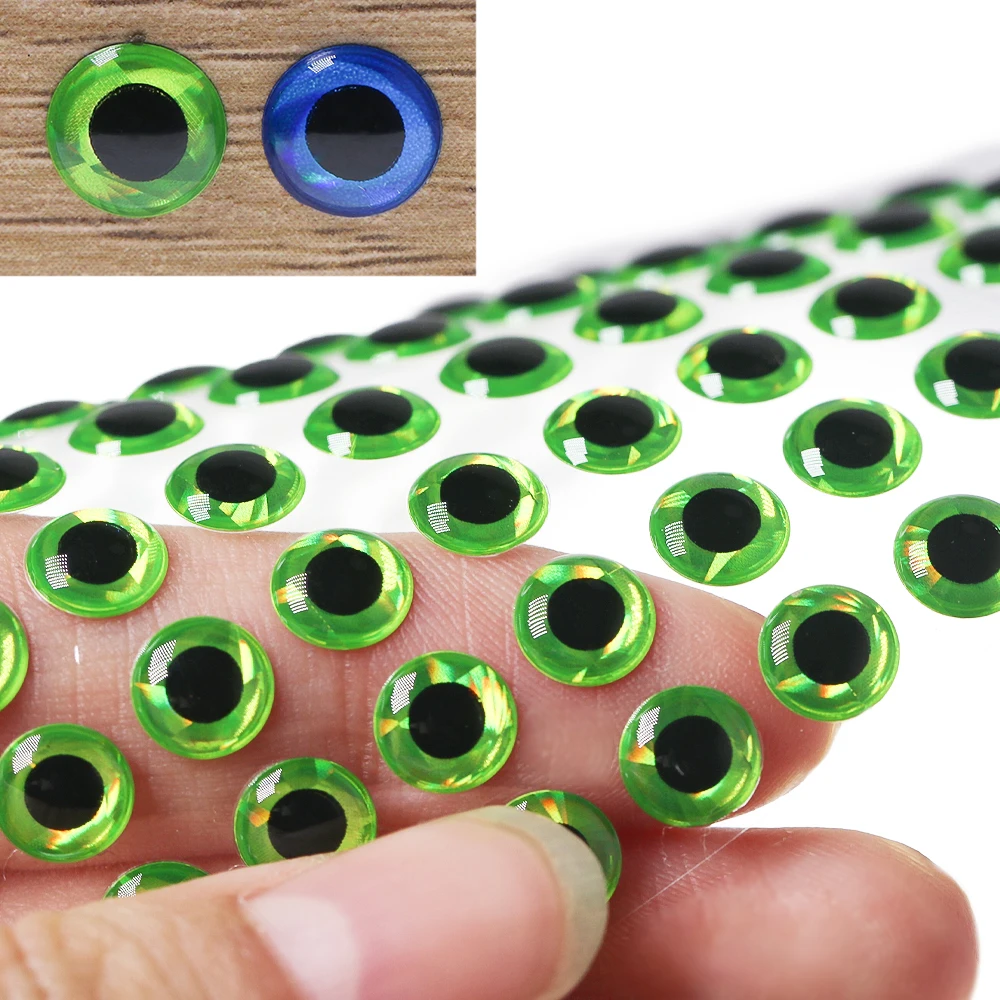 Fishing Lure 100PCS 2mm~18mm Holographic 3D Epoxy Fish Eyes DIY Making Material for Jig Lure Crankbaits Popper Streamer
