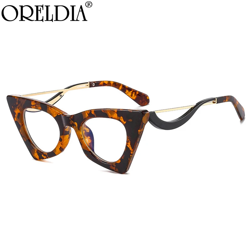 Retro Big Frame Cat Eye Glasses Men Women Anti-blue eyeglasses Frames 2023  New Unique Female Red Leopard Spectacles Oculos