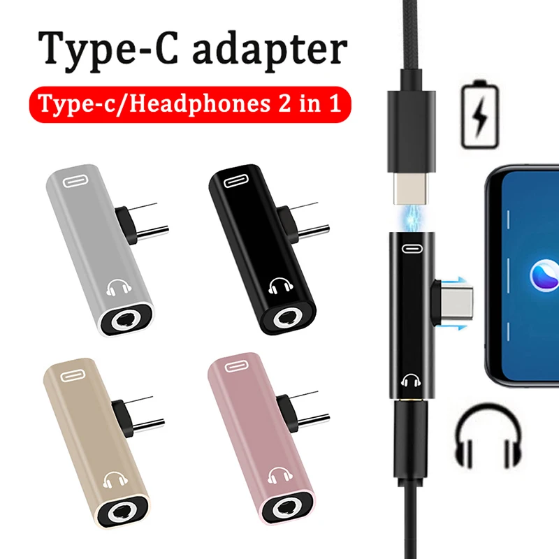 Type C To 3.5mm Adapter USB C To 3.5mm Headphone Jack 2 In1 Socket Audio Converter For Xiaomi Huawei Redmi
