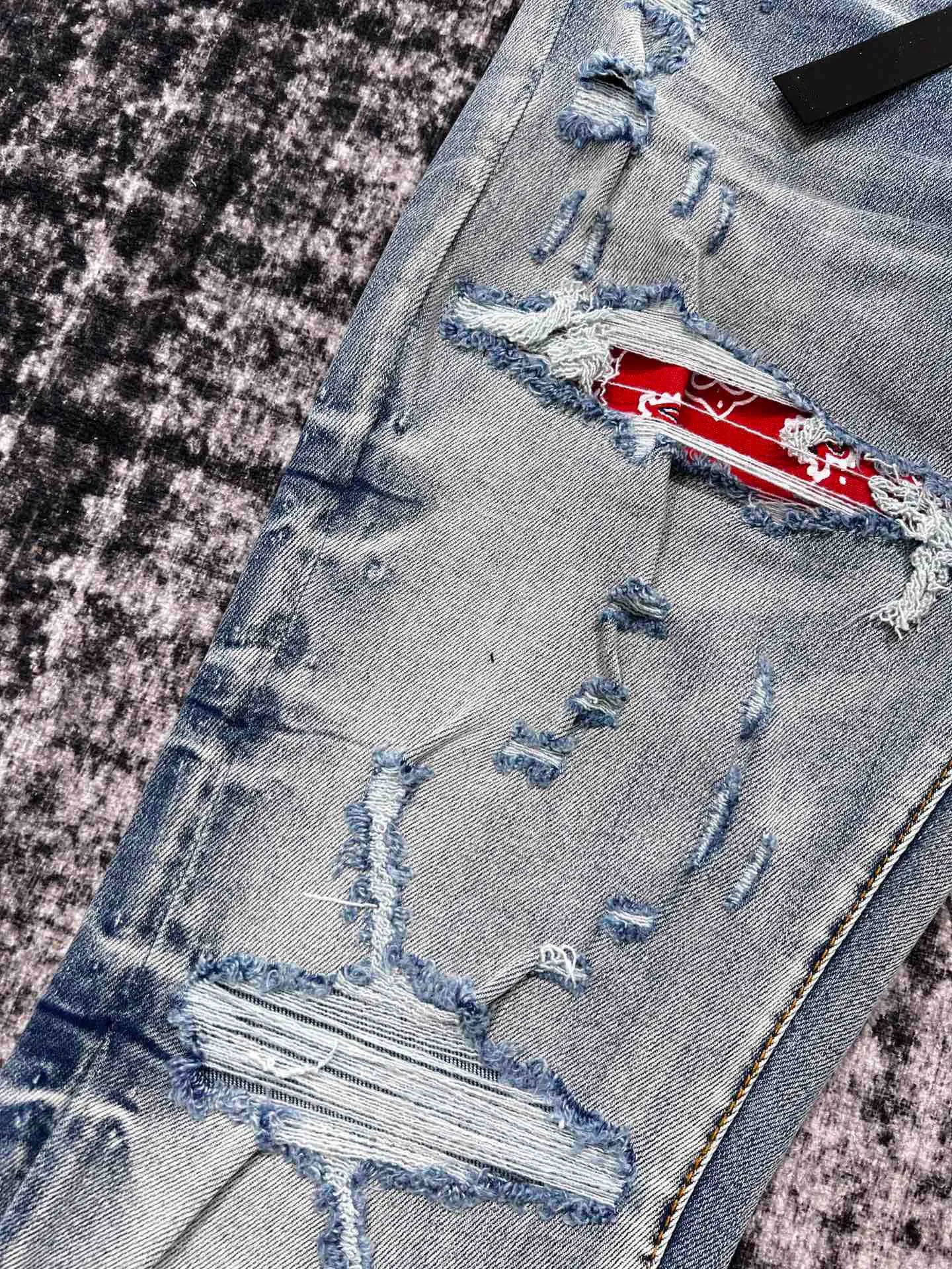 discounted Men bandana flame distressed blue jean 2