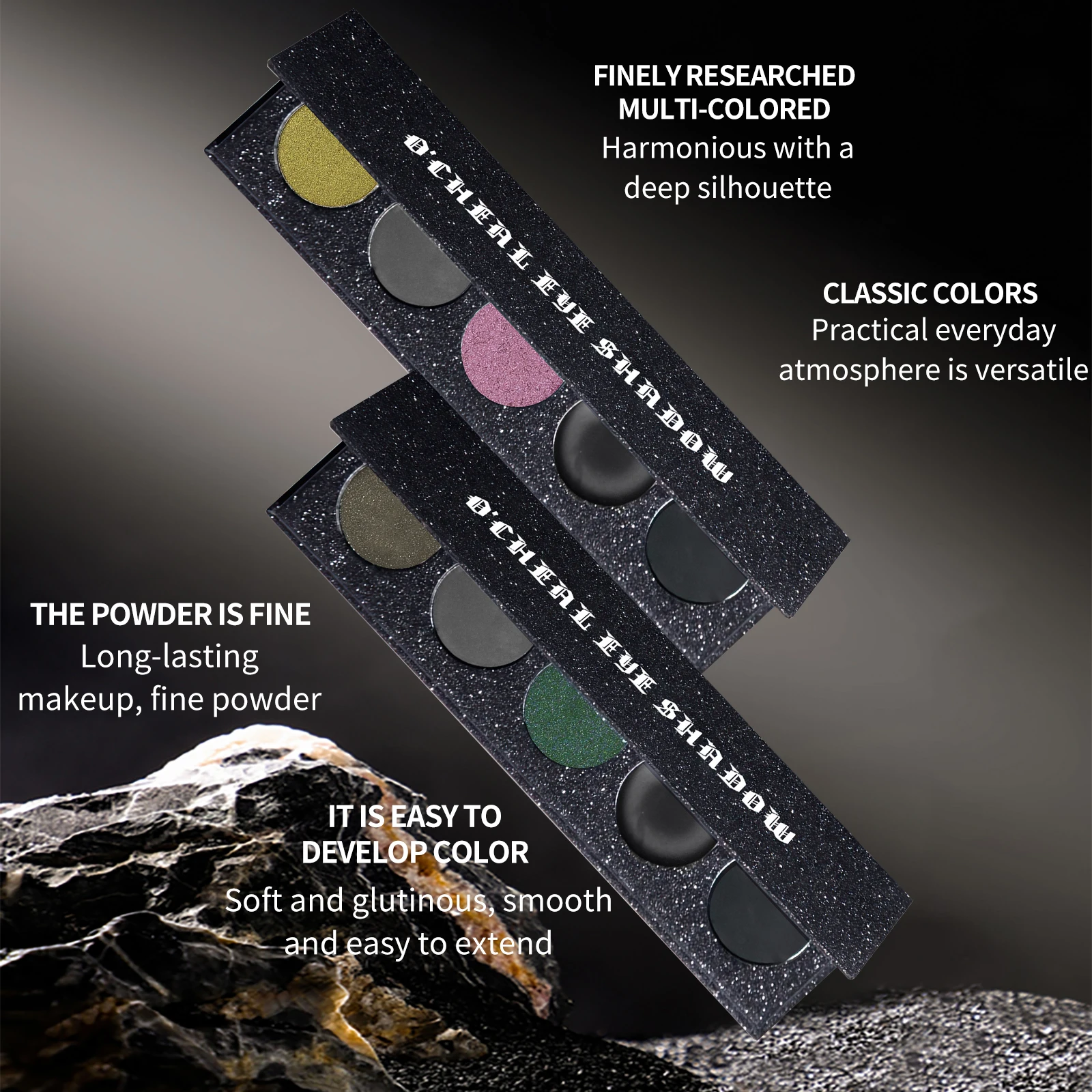 5 Colors Punk Smokey Matte Glitter Eyeshadow Palette Cool Toned Gray Black Eye Pigment Palett Shimmer Eye Shadow Makeup Palette 3