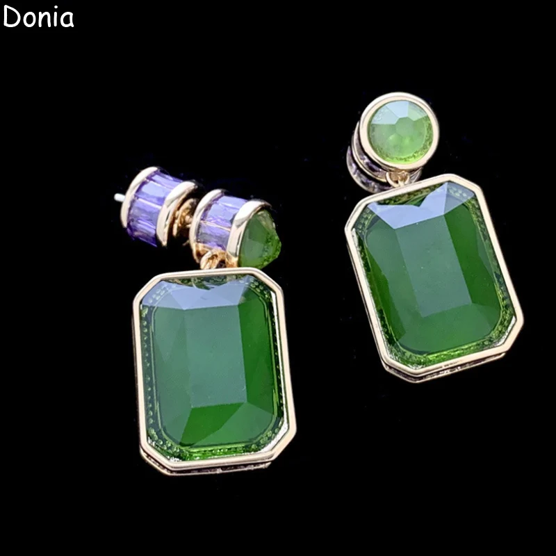 Donia Jewelry Palace Square Titanium Steel Micro-Inlaid AAA Double-Sided Zircon Silver Needle Luxury Accessories