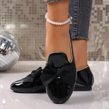 أحذية نسائية عصرية جديدة مريحة ذات قاع مسطح لربيع الخريف أنيقة ومثيرة بلون سادة ومقدمة مستديرة وكعب منخفض كاجوال 5