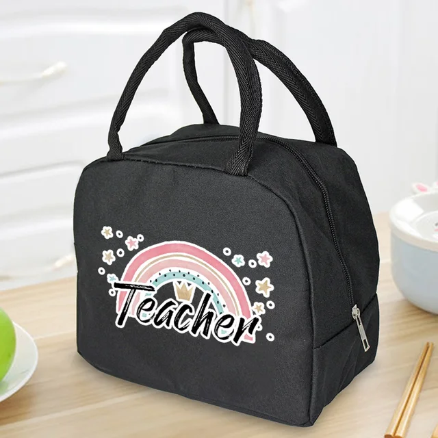 Insulated Lunch Bag  Zipper Cooler Tote Thermal Bag Lunch Box  Canvas Food Picnic Lunch Bags for Work Handbag Teacher Pattern 4Teacher002