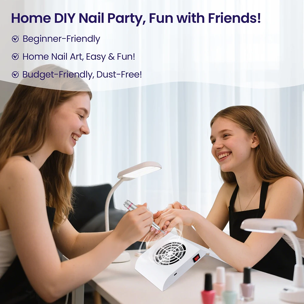 3300RPM Foldable Nail Dust Extractor Nail Dust Collector Fan Vacuum Cleaner Adjustable Angle Nail Art Manicure Machine