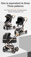Poussette multifonction 3 en 1 pour bébé avec poussette compacte pliable légère, siège auto et nacelle de couchage 3