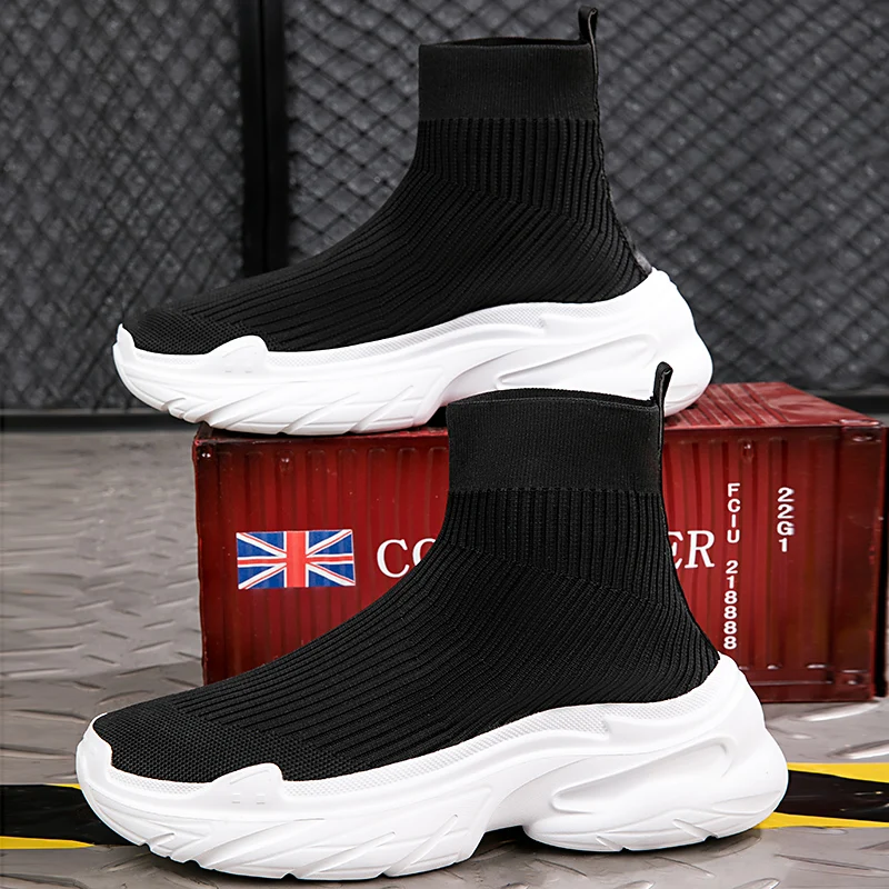 Sneakers for Men Fashion High Top Sock Shoes Autumn New