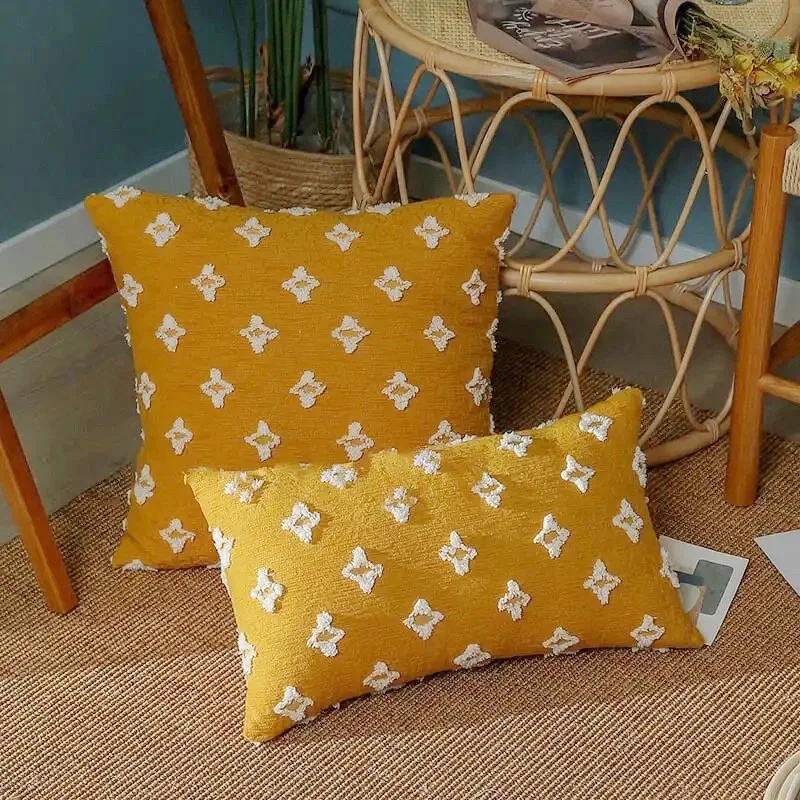 

Yellow Pillowcase 30x50cm 45x45cm Star Pattern Modern Nordic Style Home Living Room Sofa Decoration Cushion Cover