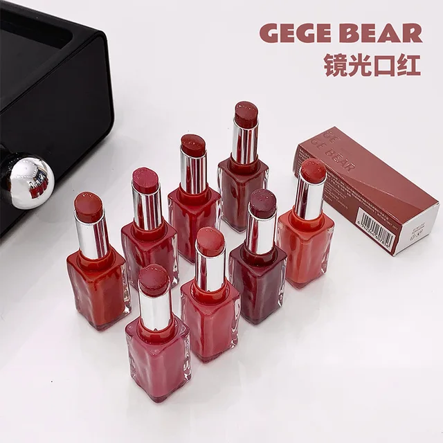 Gege Bear Solid Mirror Lipstick Non-sticky Non-fade Longlasting Moisturizing Jelly Lips Sexy Velvet Waterproof Lips Care Makeup