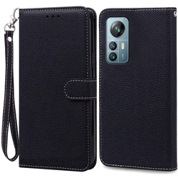 Luxury Leather Wallet Flip Case with Soft Silicone Inner Cover for Blackview A85 (Black - Strap)