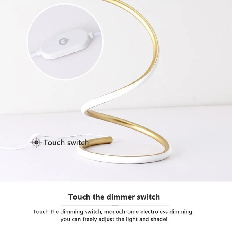 Modern LED Table Lamp Dimmer Switch Desk Light For Study Reading Bedside Sofe Corner Decorative Decor Fixture Table Lighting 6