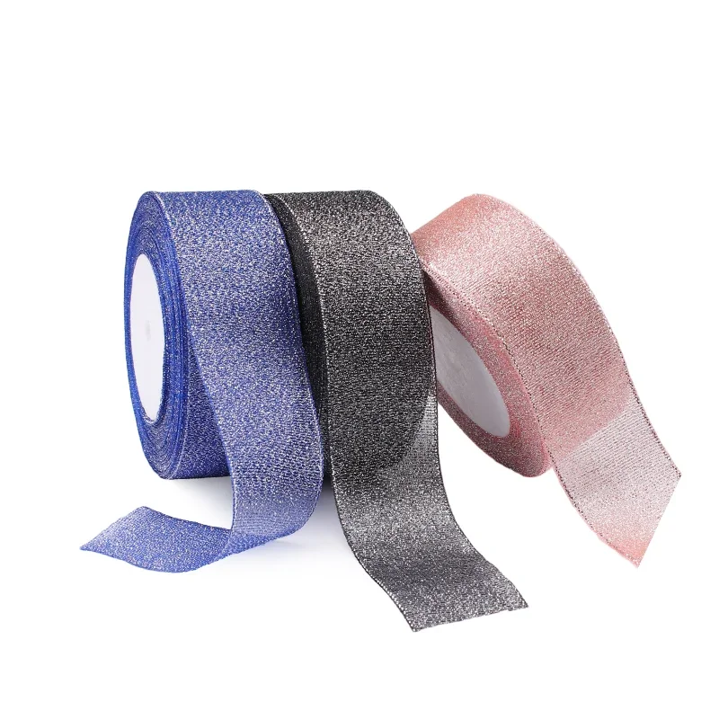 반짝이 리본 6/10/15/20/25/40mm, 25 야드, DIY 인공 공예, 웨딩 파티 용품, 수공예 바느질 액세서리 재료