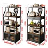 Multifunctional Storage Kitchen CabinetsMulti-layer Kitchen Shelves with Doors Floor Microwave Oven Storage Cabinet Furniture m 6