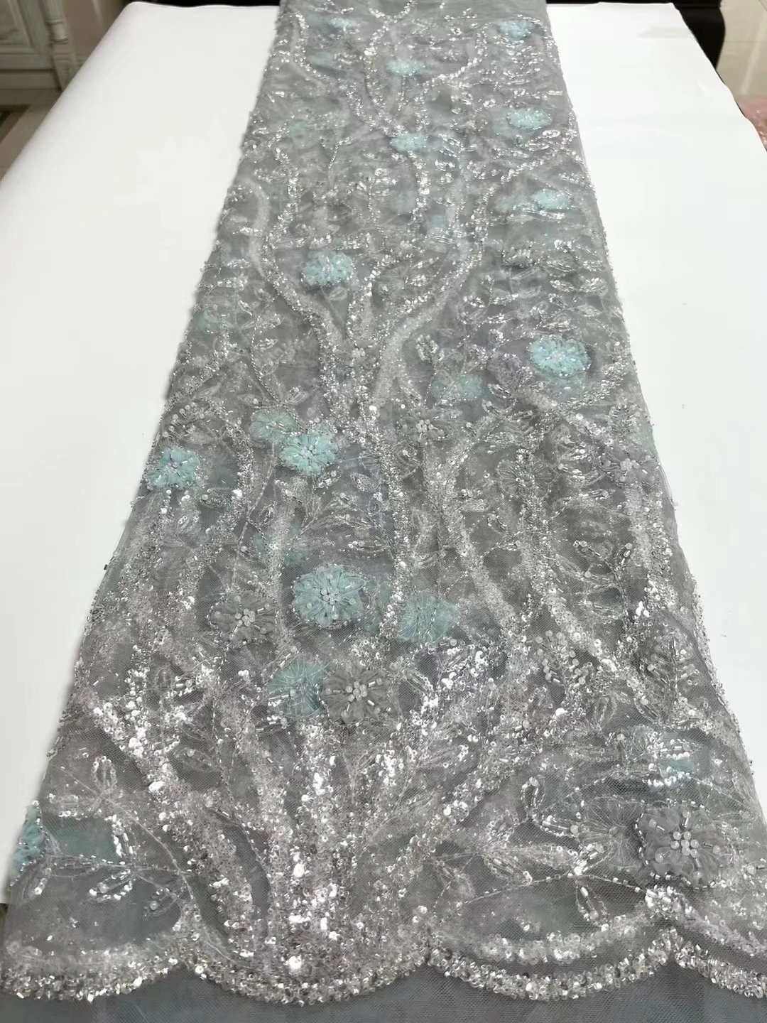 

Sequence African Lace Fabric 5 Yards High Quality Sequin Nigerian Wedding Asoebi Lace Material Luxury Fabrics For Dress