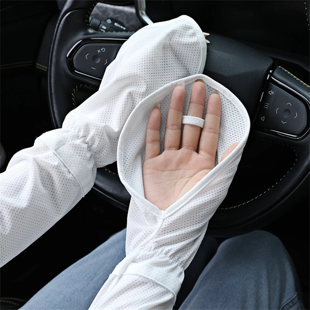 

Women's Driving Sun Protection Ice Silk Sleeve Gloves Loose Breathable Arm UV Protection Outdoor Horseshoe Sleeves