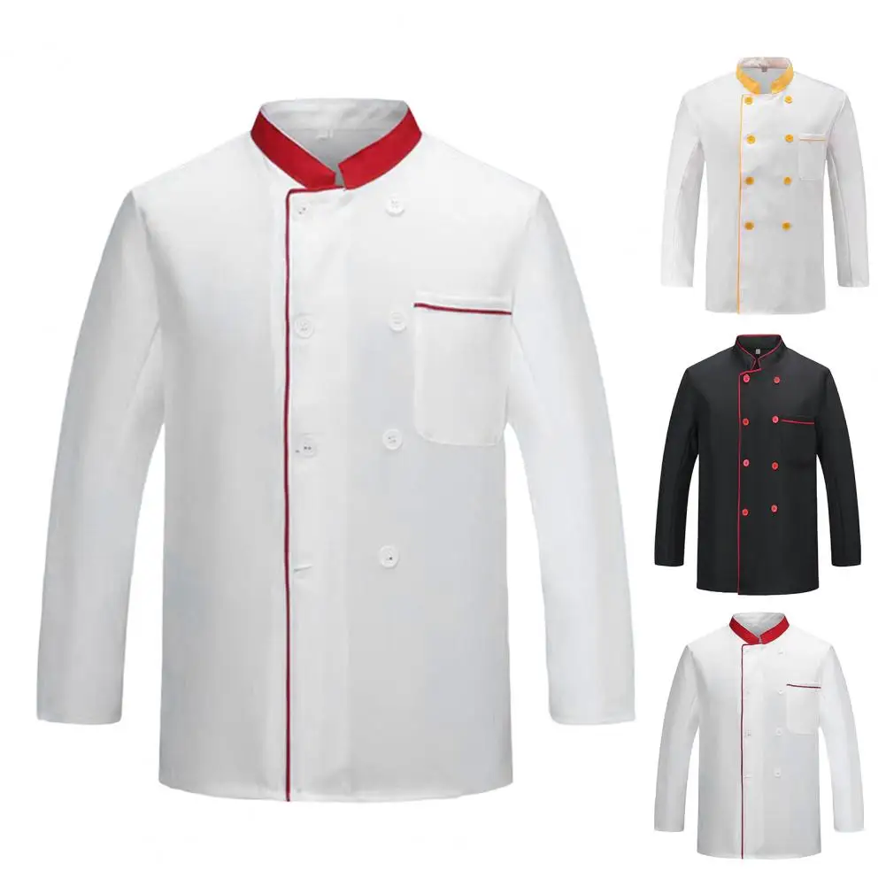 

Handsome Chef Top Comfy Stand Collar Catering Service Bakery Chef Coat Chef Jacket Cooking Clothes