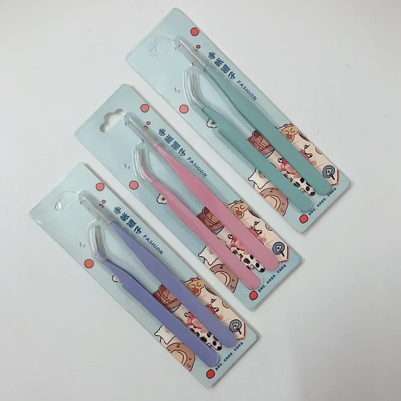 1.5mm Tweezers Scrapbook Sticker Washi Tape Picking Straight Head Elbow Tweezers DIY Junk Journal Album Crafts Supplies 2pcs