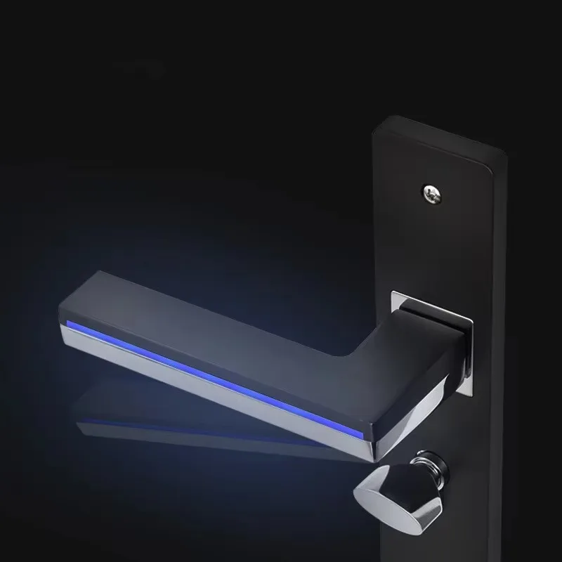 LED Light Interior Door Locks Handle Zinc Alloy Rosette and Plate Door Lever Set Wood Passage Lock For Bedroom led door lock set