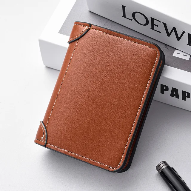 1Pc New Ultra-thin Mini Soft PU Leather Credit Card Wallet Holder Short Vertical High Quality Men's Wallet 7