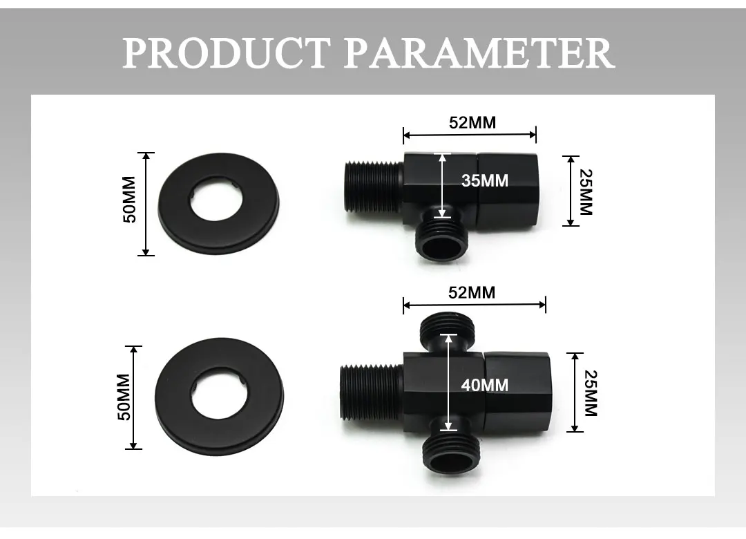 Description Picture 4 of itemRose Gold Brass Copper Black White Angle Valve for Kitchen Bathroom Toilet Cold and Hot Water Control Stop Valve G1/2 Connector