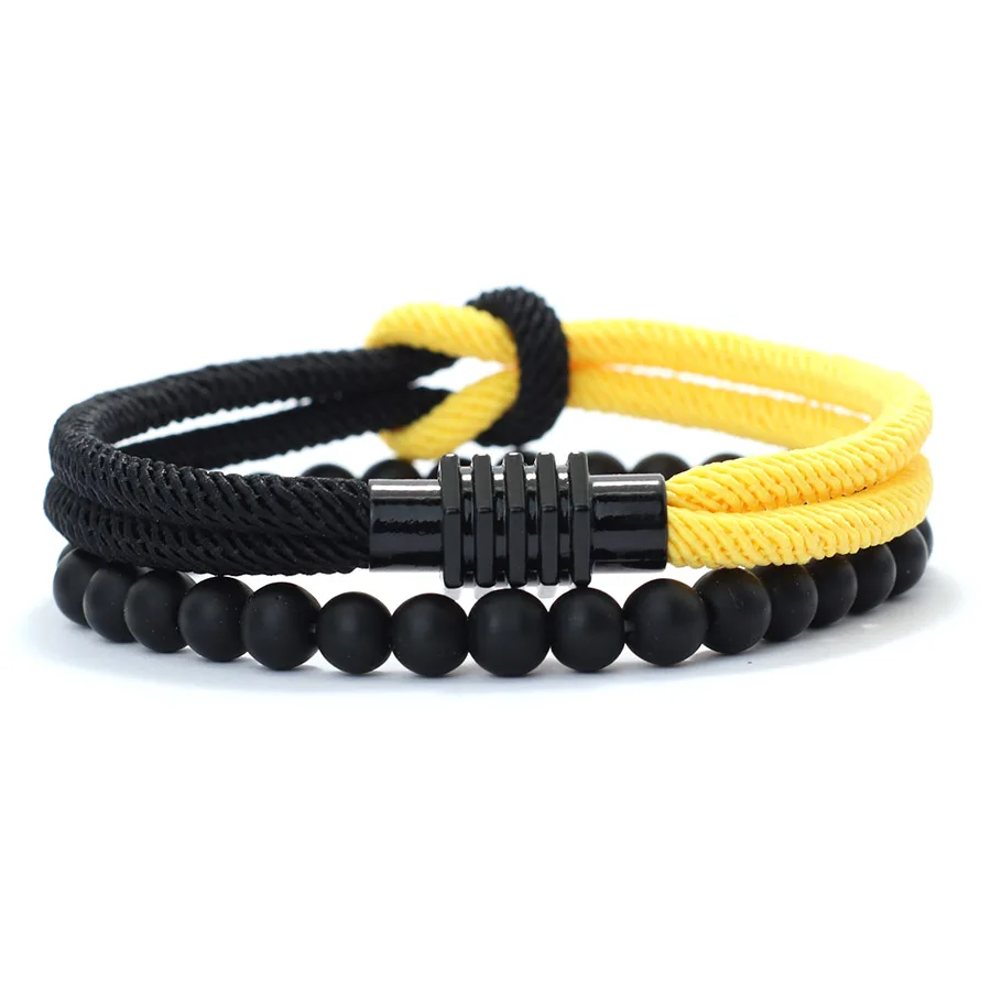 Stilvolle 2 Teile/satz Männer Armband Stilvolle Knoten Seil Armband Abstand Magent Schnalle Gelb Blau Ukraine Armband Pulsera Hombre Joias – Detail 14