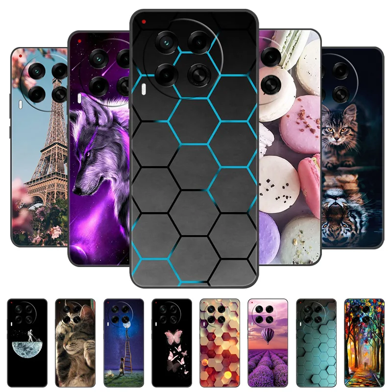 Stylish Painted Silicone TPU Soft Phone Case - Black Protective Shell