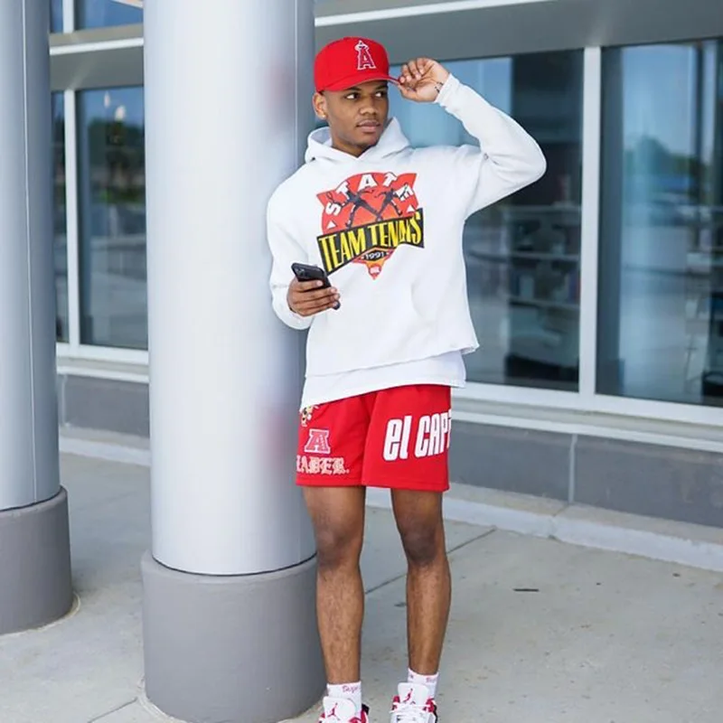 남성용 헬스장 피트니스 스포츠 캐주얼 농구 반바지, 달리기 메쉬 반바지, 서핑 비치 쿼터 바지, 미국 트렌드, 여름