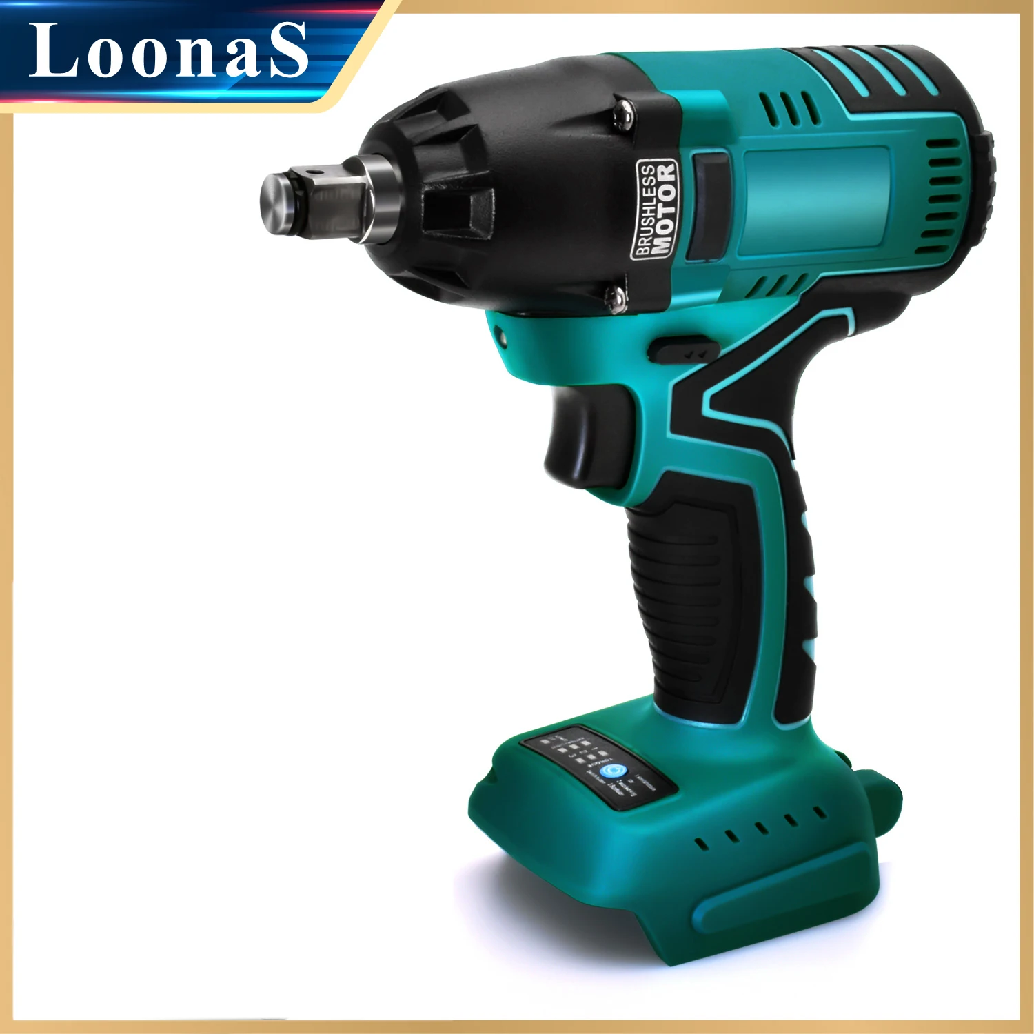 Loonas Cordless Electric Wrench Brushless Motor 400N.m High Torque LED Impact Lithium-Ion Battery Power Tools(without battery) dent al impla nt motor system surgical kit torque wrench 20 1 dent al impla nt handpiece