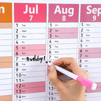 42x100 cm Calendario inglese 2026 Note colorate Calendario di grandi dimensioni Lista delle cose da fare Agenda Organizzatore Calendario da 12 mesi