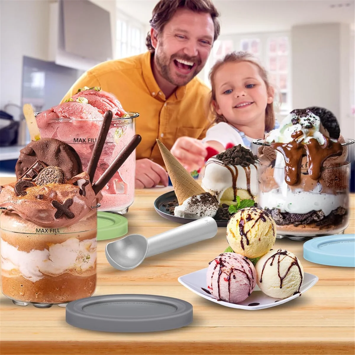 Creami Pints and Lids 4Pack Creamy Icecream Containers Cups Jars Tubs Canisters Set For Ninja NC299AMZ & NC300S Series
