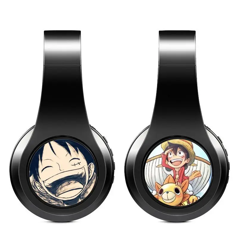 

New Cool One Piece Monkey D. Luffy Roronoa Zor Student Head Worn Wireless Headphones Bluetooth Kawaii Anime Portable Earphones