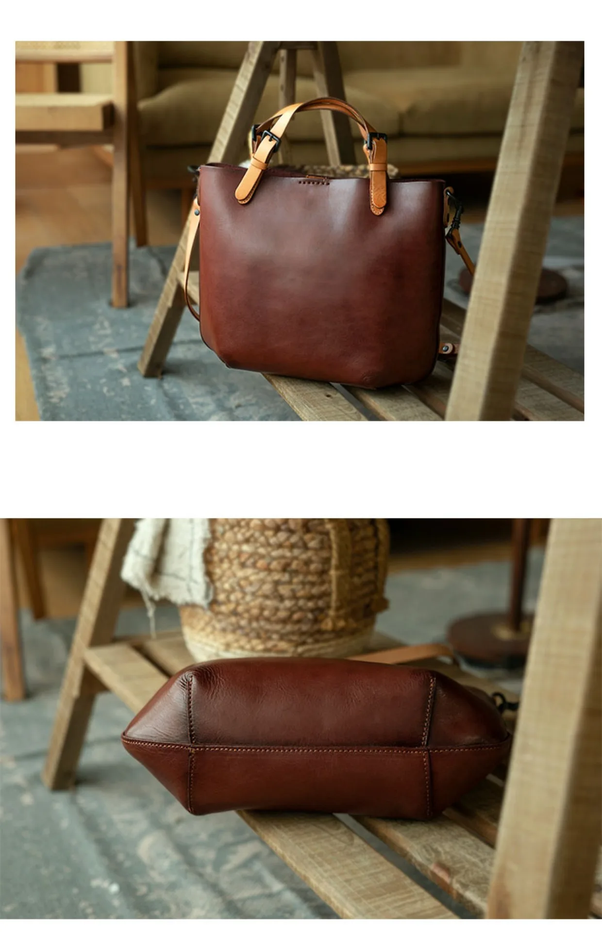 PNDME Designer handgemachte erste Schicht Rindsleder Handtasche Mode Luxus echtes Leder multifunktionale Schulter Umhängetaschen – Detail 13