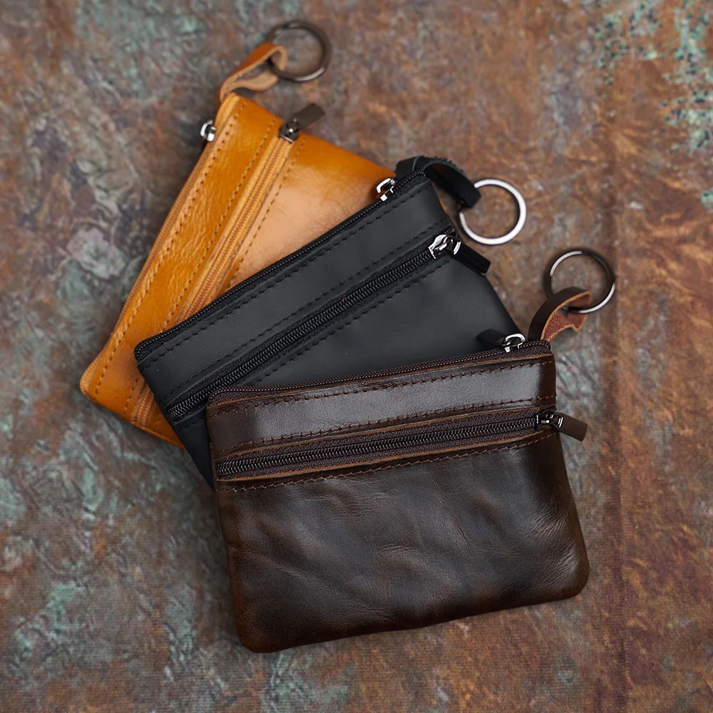 NASVA Leather Vintage Wallet For Men And Women Mini Coin Purse Key Pocket  Zipper Small Pocket Card Slot Pocket