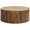 36-Inch Round, Solid Mango Wood Drum Design for Living Room, Assembled, Coffee table 2