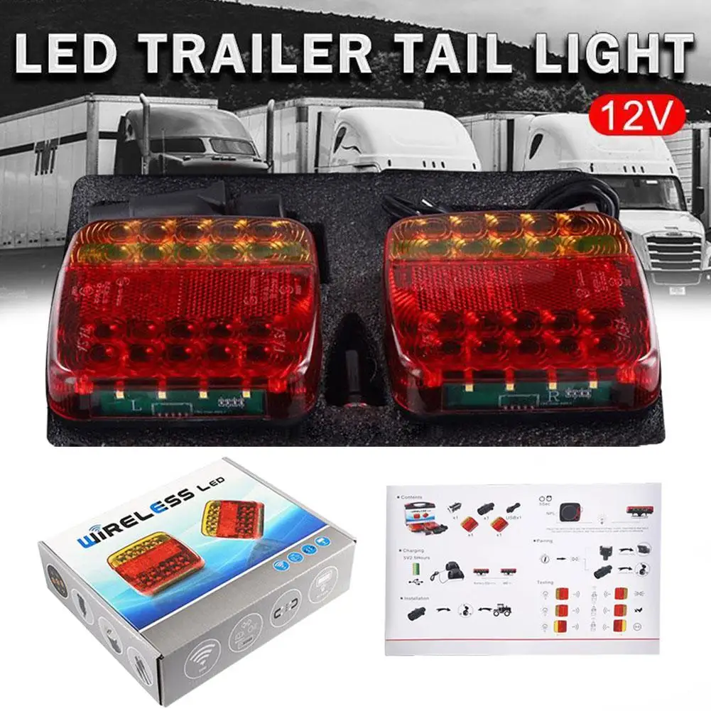 

1Pair Wireless Magnetic LED Truck Tail Light Trailer Rear Light Signal Warning Brake Light for Caravans Campers Lorry Carav Q8B0