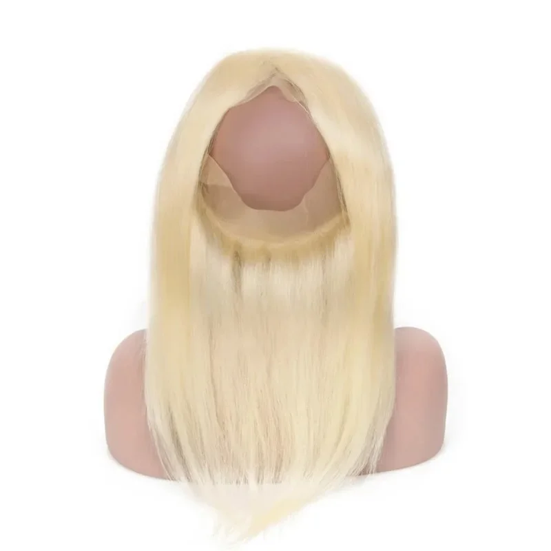 613 Blonde 360 Lace Frontal Closure Human Hair Straight Hair Transparent Lace Frontal 16-20 Inch 613 Pre Plucked